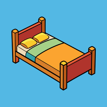 recommend clip art: Bed with pillows cartoon isolated on white, bed with pillows vector illustration, bed vector art, bed silhouette, furniture icon, beds line art, eps