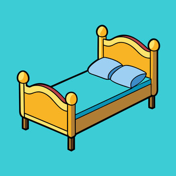 recommend clip art: Bed with pillows cartoon isolated on white, bed with pillows vector illustration, bed vector art, bed silhouette, furniture icon, beds line art, eps
