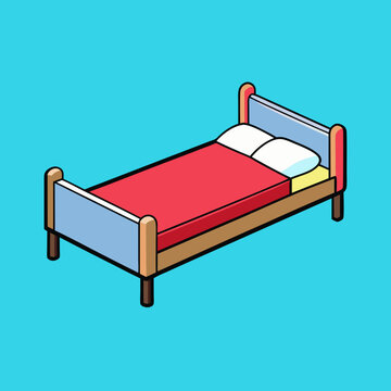 recommend clip art: Bed with pillows cartoon isolated on white, bed with pillows vector illustration, bed vector art, bed silhouette, furniture icon, beds line art, eps