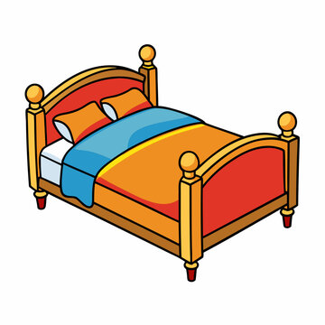 recommend clip art: Bed with pillows cartoon isolated on white, bed with pillows vector illustration, bed vector art, bed silhouette, furniture icon, beds line art, eps