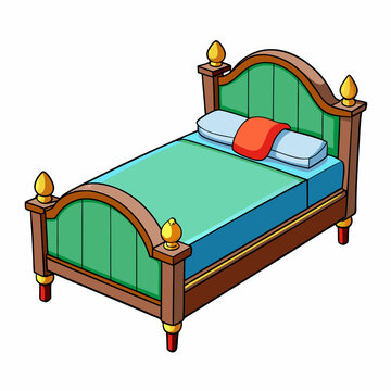 recommend clip art: Bed with pillows cartoon isolated on white, bed with pillows vector illustration, bed vector art, bed silhouette, furniture icon, beds line art, eps