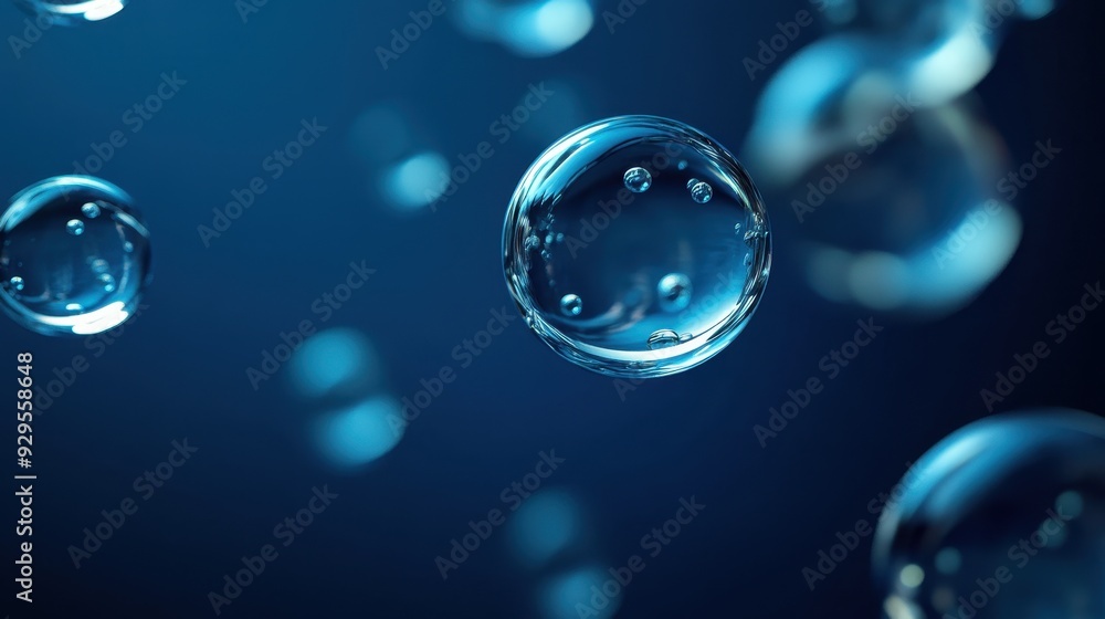 Aufkleber bubbles floating in a blue background, creating a serene underwater effect.
