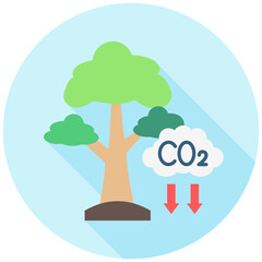 Carbon Offset rounded multi color icon, related to ecology and environment theme. Use for modern concept, UI or UX kit, web and app development.