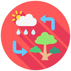 Ecosystem Services, water cycle rounded multi color icon, related to ecology and environment theme. Use for modern concept, UI or UX kit, web and app development.