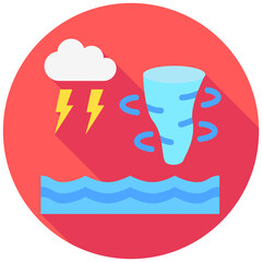 Hurricane rounded multi color icon, related to ecology and environment theme. Use for modern concept, UI or UX kit, web and app development.