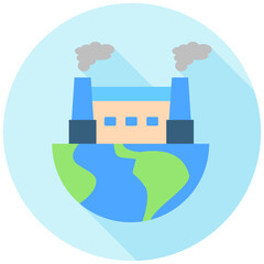 Industrial Pollution rounded multi color icon, related to ecology and environment theme. Use for modern concept, UI or UX kit, web and app development.