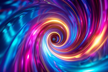 Abstract 3D neon spiral with vibrant colors and glowing effects , created ai