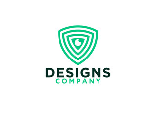 Cyber Logo Eye. Circular Geometric Lines with Eyeball inside isolated on White Background. Usable for Protection Security Logo Concept.