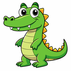 crocodile cartoon isolated on white, crocodile vector illustration, Pet vector art, crocodile silhouette, Animal icon, crocodiles line art, eps