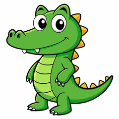 Fototapeta premium crocodile cartoon isolated on white, crocodile vector illustration, Pet vector art, crocodile silhouette, Animal icon, crocodiles line art, eps