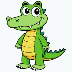 crocodile cartoon isolated on white, crocodile vector illustration, Pet vector art, crocodile silhouette, Animal icon, crocodiles line art, eps