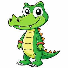 crocodile cartoon isolated on white, crocodile vector illustration, Pet vector art, crocodile silhouette, Animal icon, crocodiles line art, eps