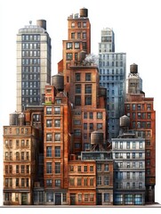 Fototapeta premium Urban Skyline with Water Towers