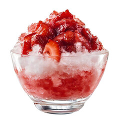 苺のリアルなかき氷、背景は白
