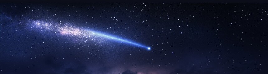 Naklejka premium Starry sky and comet background, space background