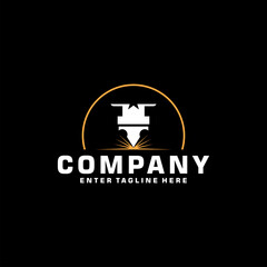 Fototapeta premium Laser Cutting logo design, laser cutting vector, vintage laser cutting 