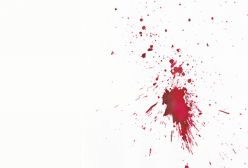 Red Blood Splashes on White Background