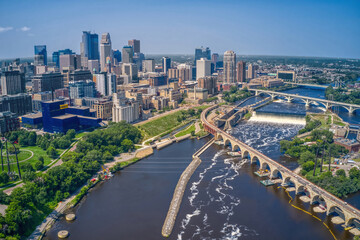 Aerial View of Minneapolis, Minnesota during Summer
