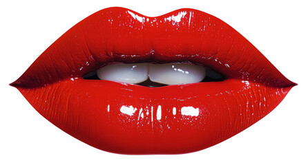 Obraz premium Mouths with beautiful make-up isolated on white. Red lipstick