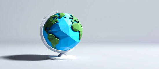 Earth globe with world map on white background, Low poly earth isolated on white background, Earth icon 3d model background