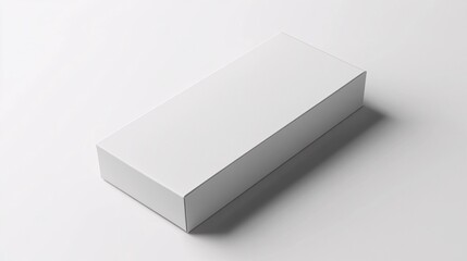 A minimalist product package with a clean, modern design. The package is a simple, rectangular box made of matte white cardboard. The white label is seamlessly integrated into the design, with only a