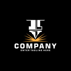 Laser Cutting logo design, laser cutting vector, vintage laser cutting
