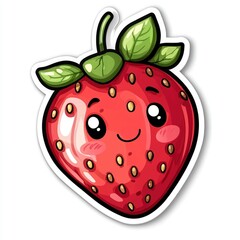 Obraz premium Cute Cartoon Strawberry with Smiling Face