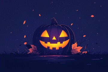 Jack-o'-lantern glowing in the dark