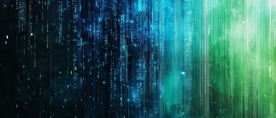 Digital data streams with alternating shades of blue and green, background, Generative AI