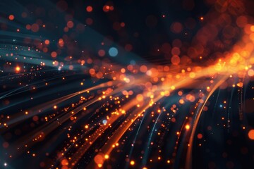 Fototapeta premium A blurry image of a dark background with orange lights, suitable for use in presentations or backgrounds