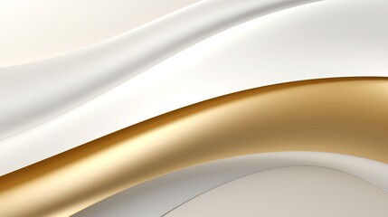 Abstract white and gold curves, modern minimalist background.