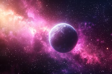 Fototapeta premium Space cosmic illustration with planets scene created with Generative AI
