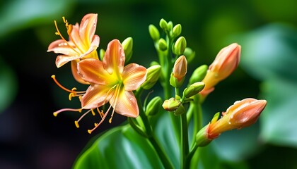 The galangal buds bloom among the green leaves