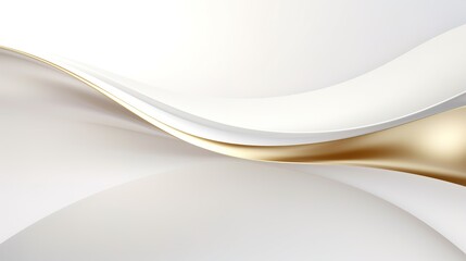 Abstract white and gold flowing curves, minimalist design.