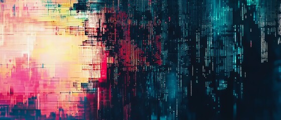 Digital data streams with glitch effects and erratic patterns, background, Generative AI 