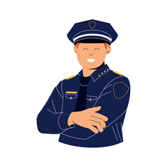 Smiling police officer worker character Vector