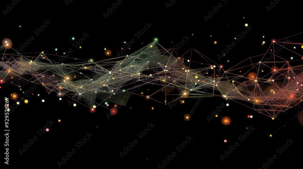 Poster abstract interconnected network of lines and lights