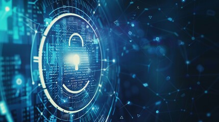 Obraz premium Digital Keyhole with a Blue and White Abstract Background