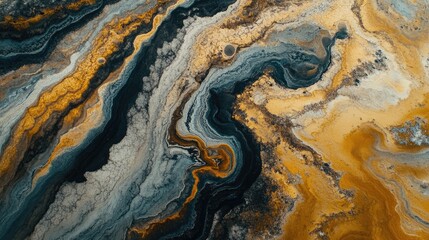 A tack-sharp abstract aerial view of natural landscapes, where the terrain forms intricate patterns and shapes, resembling a work of art, in high resolution.