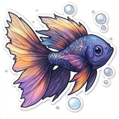 Fototapeta premium Colorful Betta Fish with Bubbles