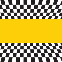 Black and white checkered race yellow wallpaper