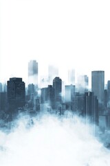 Fototapeta premium Blue city buildings on white background