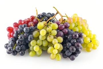 Bunch of Fresh Grapes on White Background.