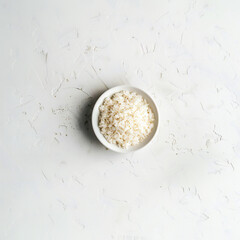 white rice in a bowl view from top