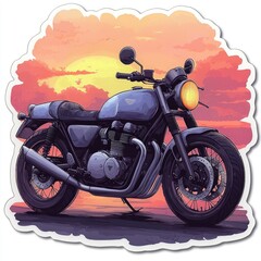 Obraz premium Classic Motorcycle at Sunset