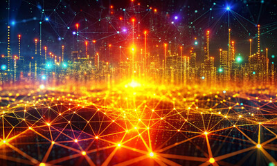 Fototapeta premium Abstract background with colorful glowing yellow and orange moving lines