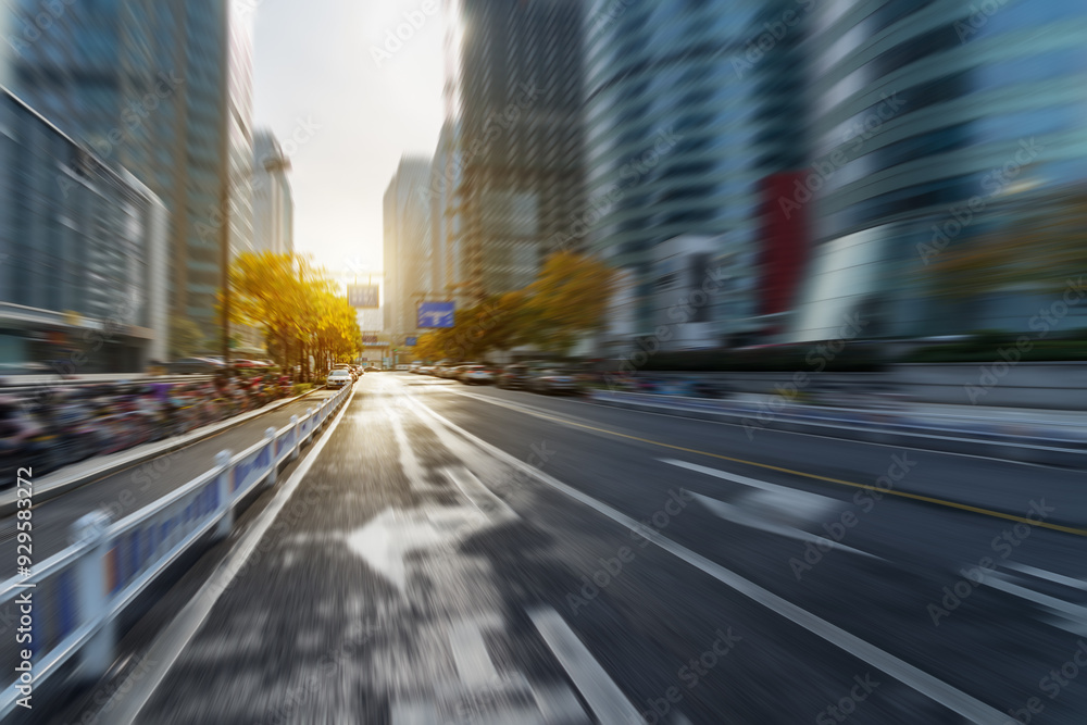 Wall mural blur image of motion as fast on the road