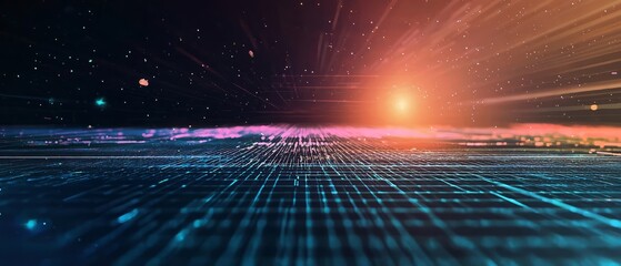 Techno grid with electronic effects and clean, sharp lines, background, Generative AI 