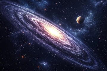 Obraz premium Space cosmic illustration with planets scene created with Generative AI