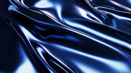 A close-up view of smooth, reflective blue fabric creating a wavy texture.